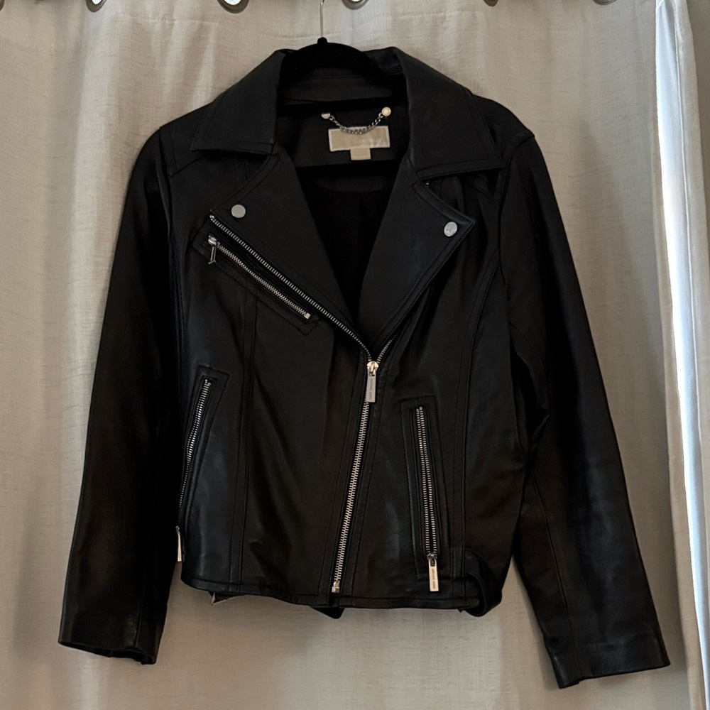 MICHAEL Michael Kors Black Leather Moto Jacket